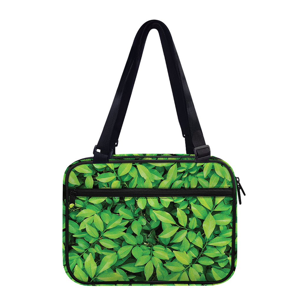Green Leaf Print Double Strap Bible Bag