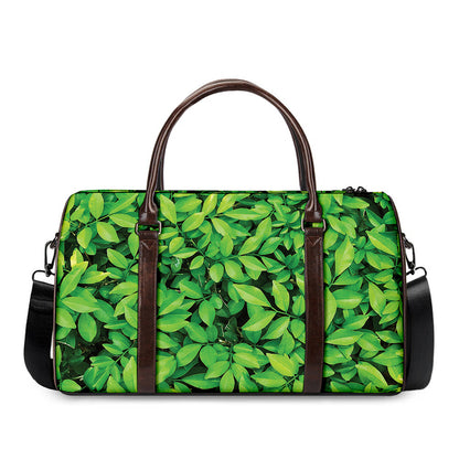 Green Leaf Print Duffle Bag