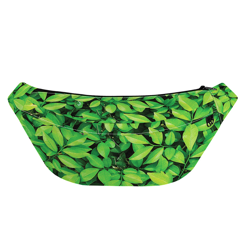 Green Leaf Print Fanny Pack