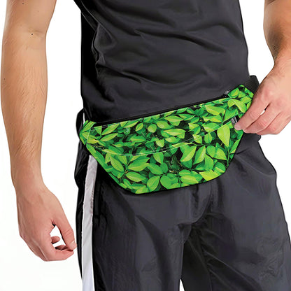 Green Leaf Print Fanny Pack