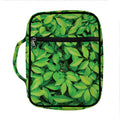 Green Leaf Print Front Pocket Bible Bag
