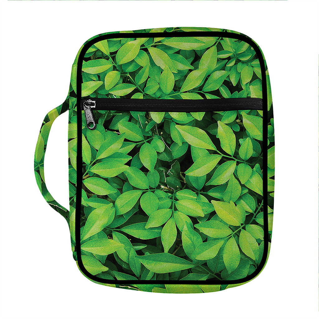 Green Leaf Print Front Pocket Bible Bag