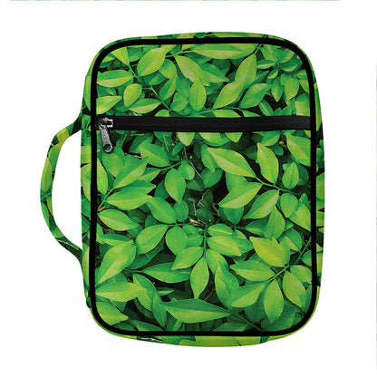 Green Leaf Print Front Pocket Bible Bag