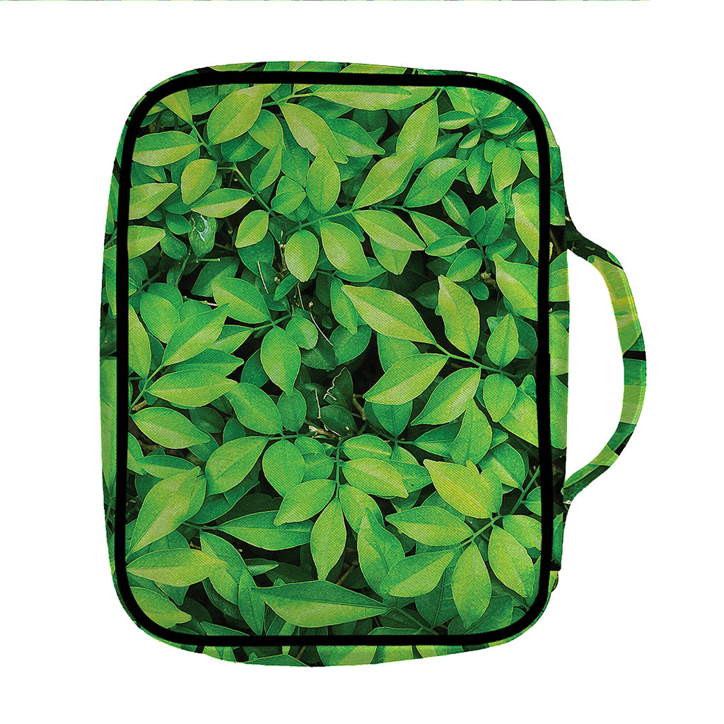 Green Leaf Print Front Pocket Bible Bag