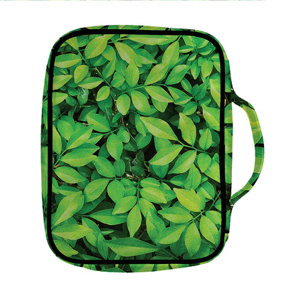 Green Leaf Print Front Pocket Bible Bag