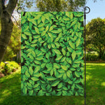 Green Leaf Print Garden Flag