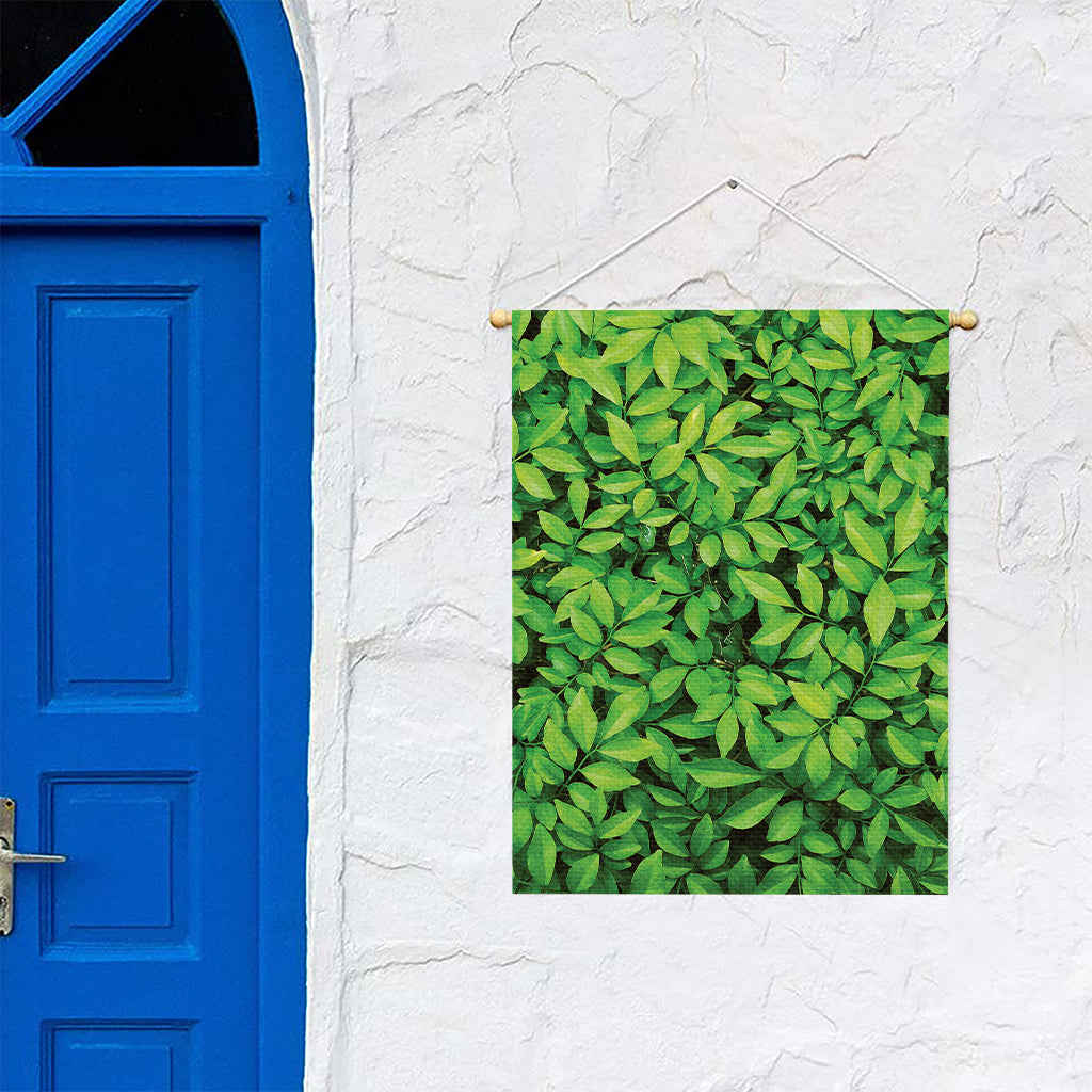 Green Leaf Print Garden Flag