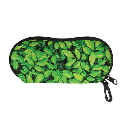 Green Leaf Print Glasses Case