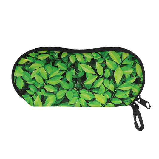 Green Leaf Print Glasses Case