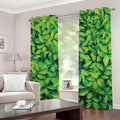 Green Leaf Print Grommet Curtains