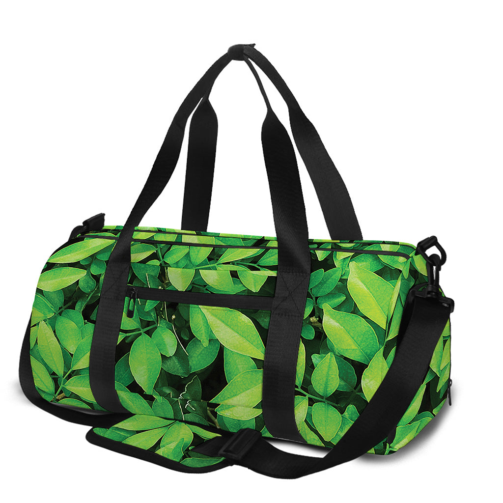 Green Leaf Print Gym Bag