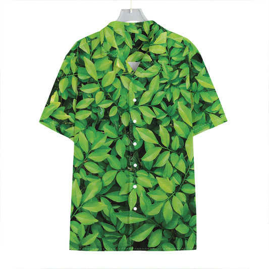 Green Leaf Print Hawaiian Shirt
