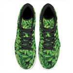 Green Leaf Print High Top Leather Sneakers