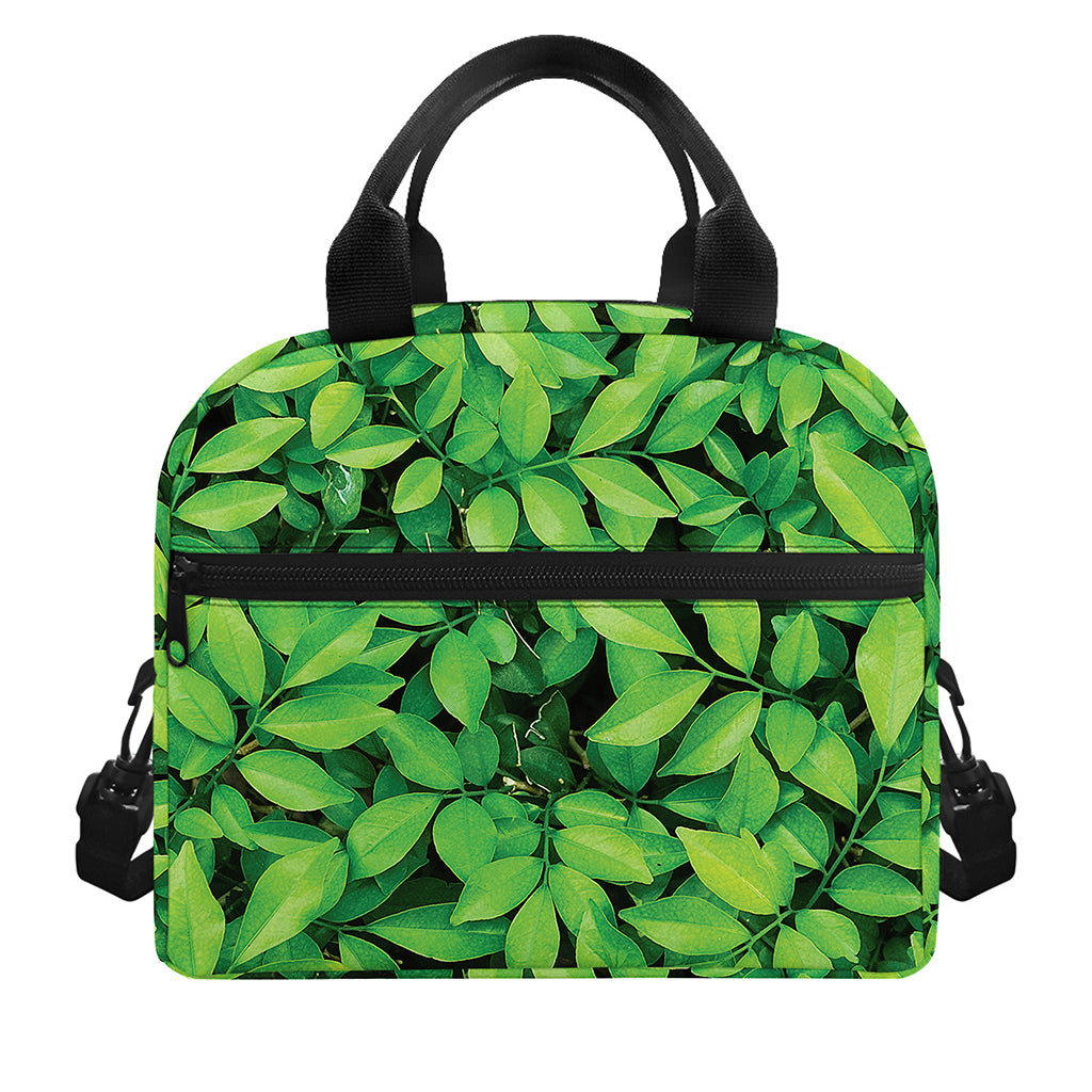 Green Leaf Print Insulated Lunch Bag
