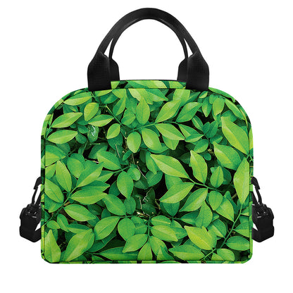 Green Leaf Print Insulated Lunch Bag