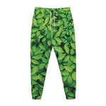 Green Leaf Print Jogger Pants