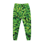 Green Leaf Print Jogger Pants