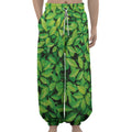 Green Leaf Print Lantern Pants