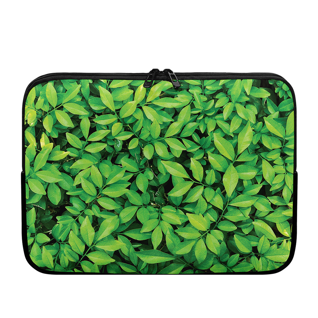 Green Leaf Print Laptop Sleeve