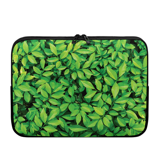 Green Leaf Print Laptop Sleeve