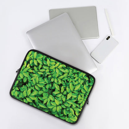 Green Leaf Print Laptop Sleeve