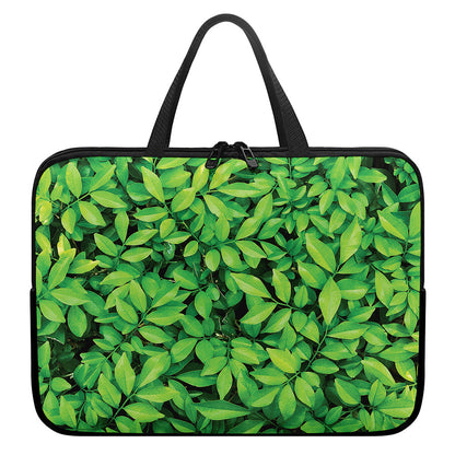 Green Leaf Print Laptop Sleeve With Handle