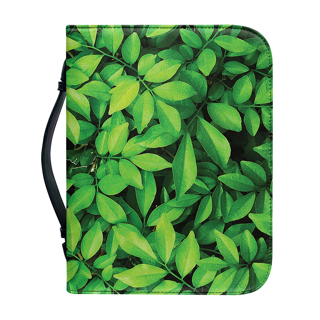 Green Leaf Print Leather Bible Cover