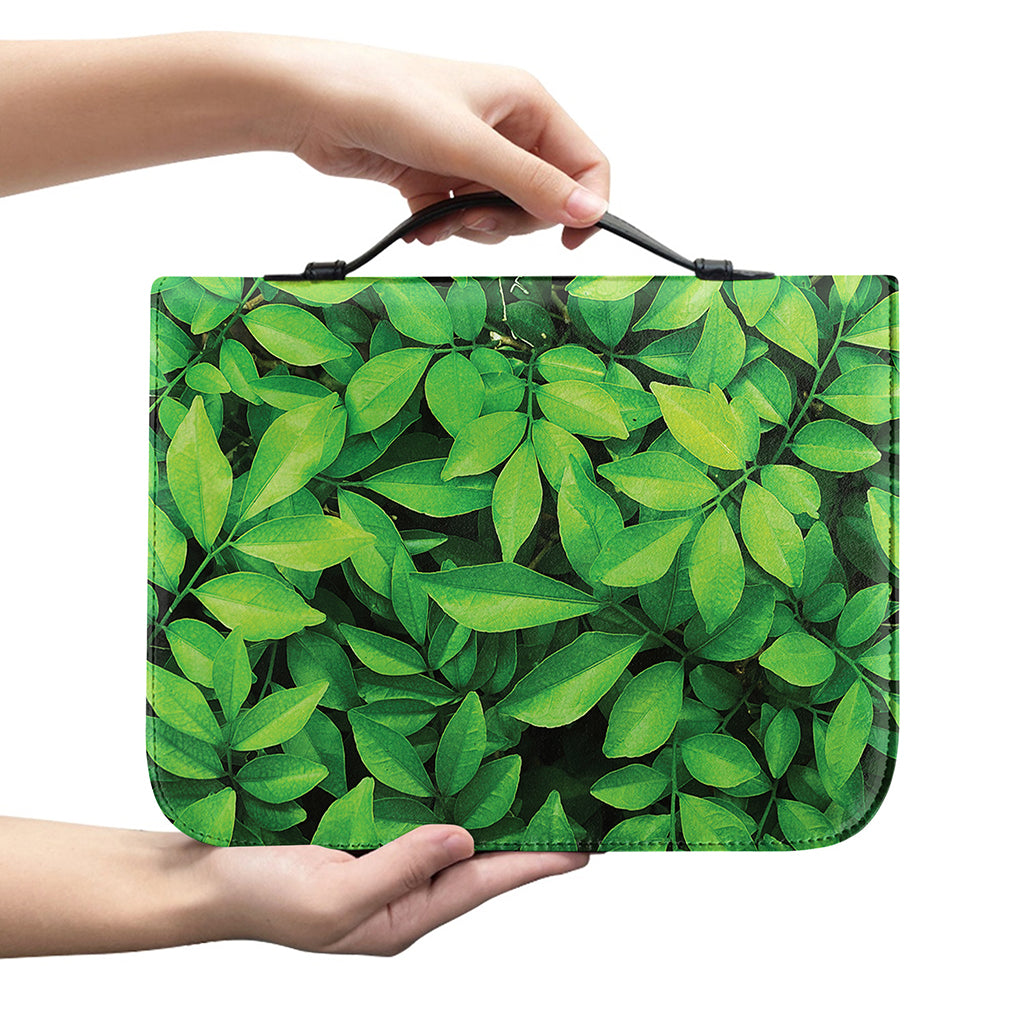 Green Leaf Print Leather Bible Cover