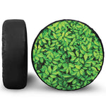 Green Leaf Print Leather Spare Tire Cover