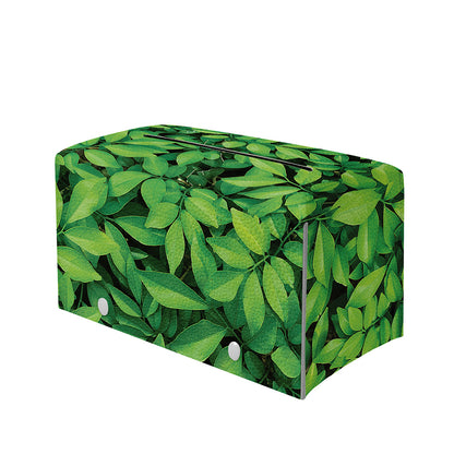 Green Leaf Print Leather Tissue Box Cover