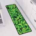 Green Leaf Print Long Kitchen Mat