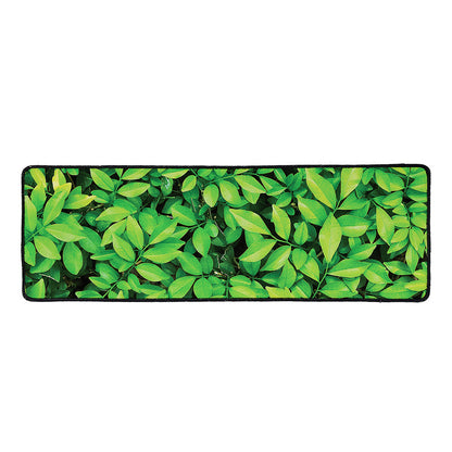 Green Leaf Print Long Kitchen Mat