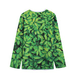 Green Leaf Print Long Sleeve Short Coat