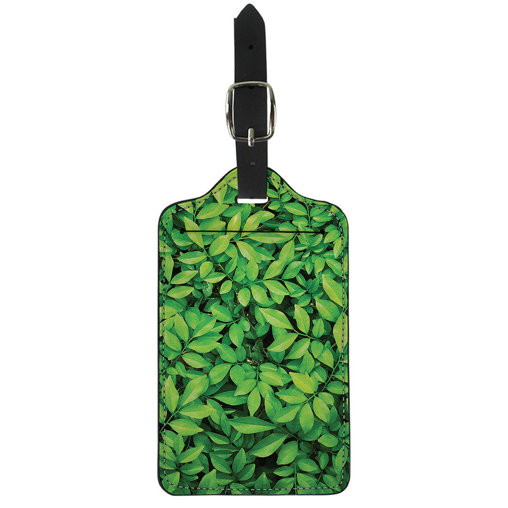 Green Leaf Print Luggage Tag