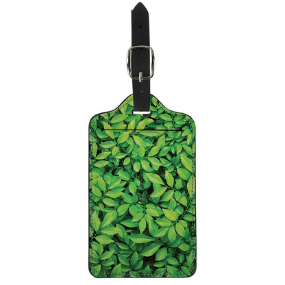 Green Leaf Print Luggage Tag