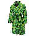 Green Leaf Print Men's Bathrobe