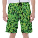 Green Leaf Print Men's Beach Shorts