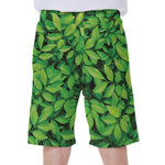 Green Leaf Print Men's Beach Shorts