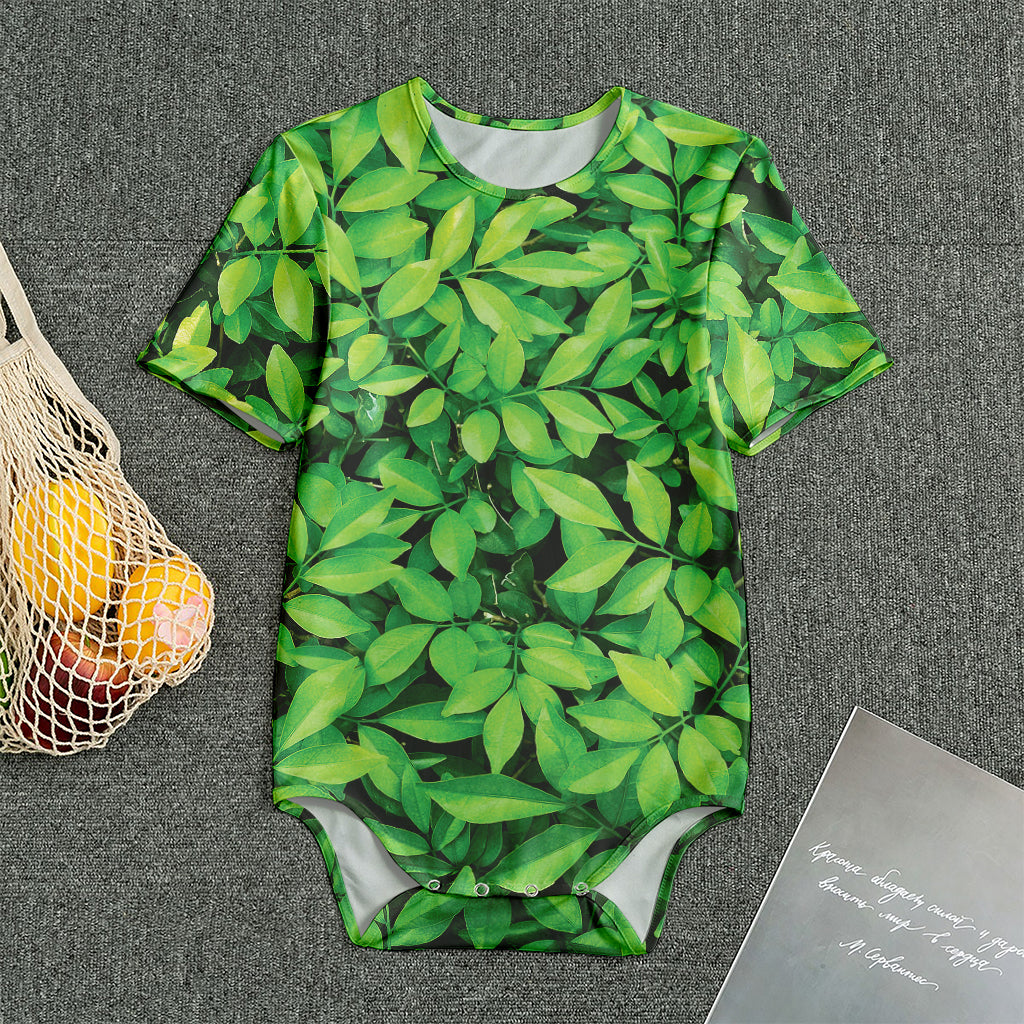 Green Leaf Print Men's Bodysuit