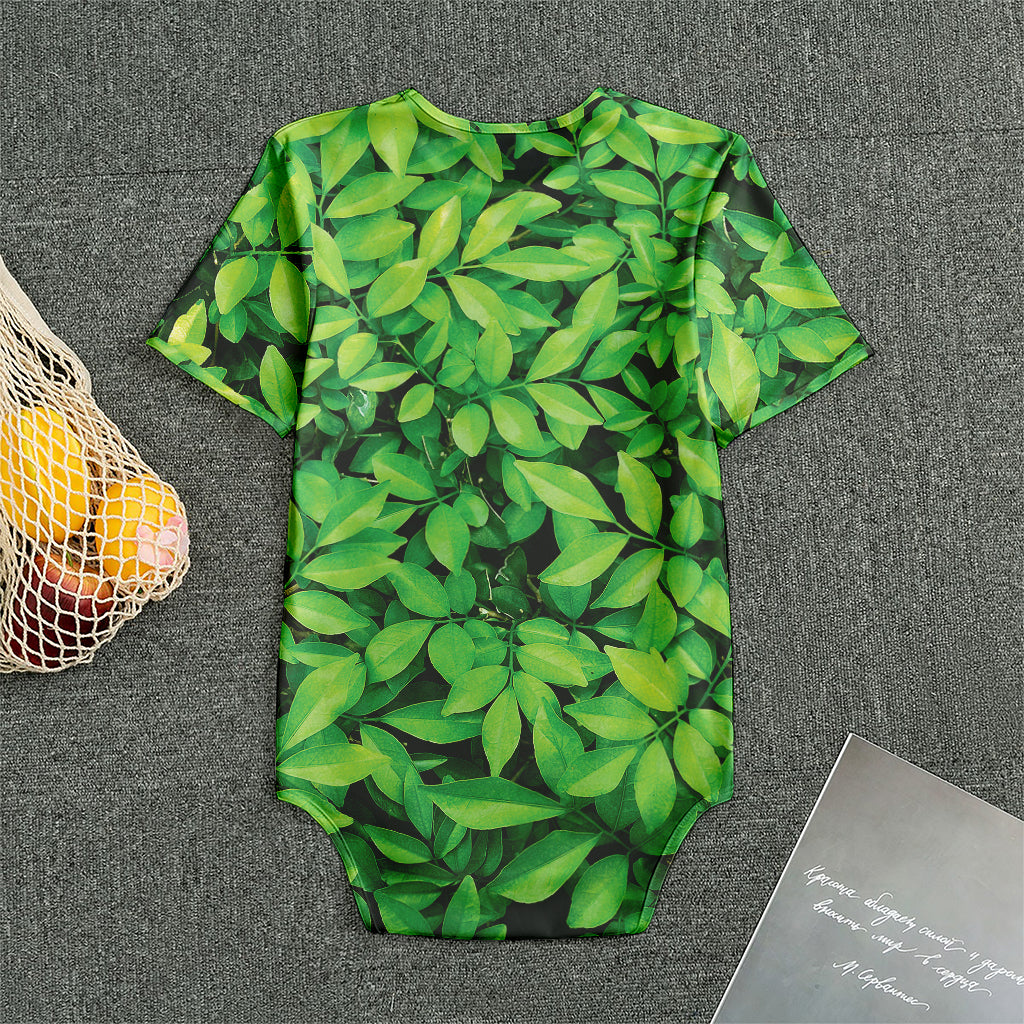 Green Leaf Print Men's Bodysuit