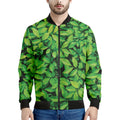 Green Leaf Print Men's Bomber Jacket