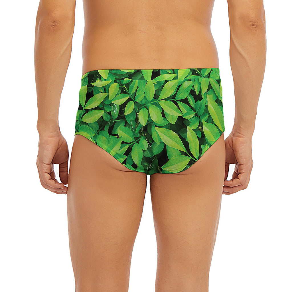 Green Leaf Print Men's Briefs