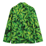Green Leaf Print Men's Cotton Blazer
