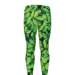 Green Leaf Print Men's leggings