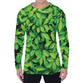 Green Leaf Print Men's Long Sleeve T-Shirt