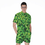 Green Leaf Print Men's Rompers
