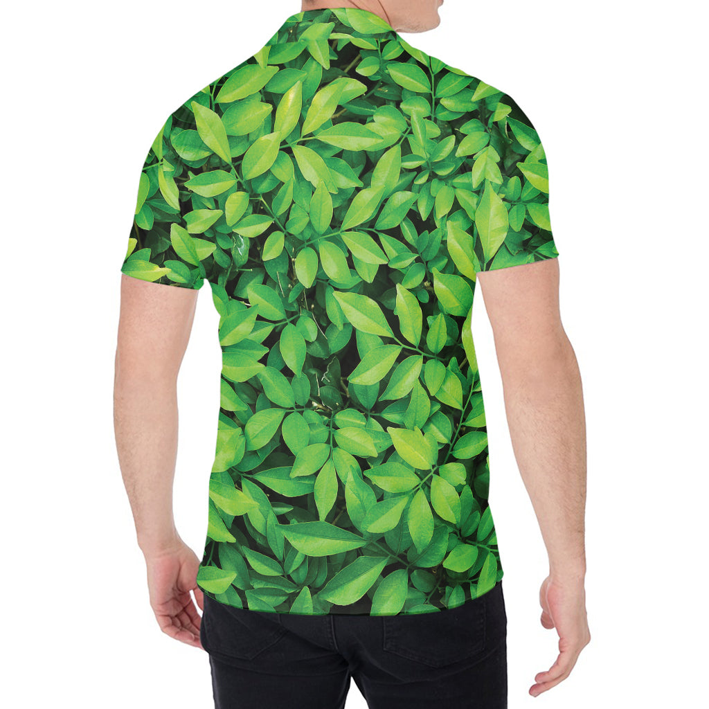 Green Leaf Print Men's Shirt