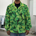 Green Leaf Print Men's Shirt Jacket