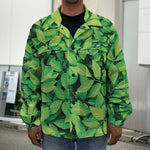 Green Leaf Print Men's Shirt Jacket
