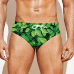 Green Leaf Print Men's Swim Briefs